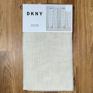 4 Panels DKNY Classic Linen 50 x 84 Beige Natural Tan Semi-Sheer Rod Pocket